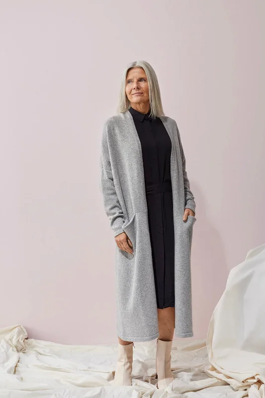 Papu Long Split Cardigan Elegant Classic Vintage