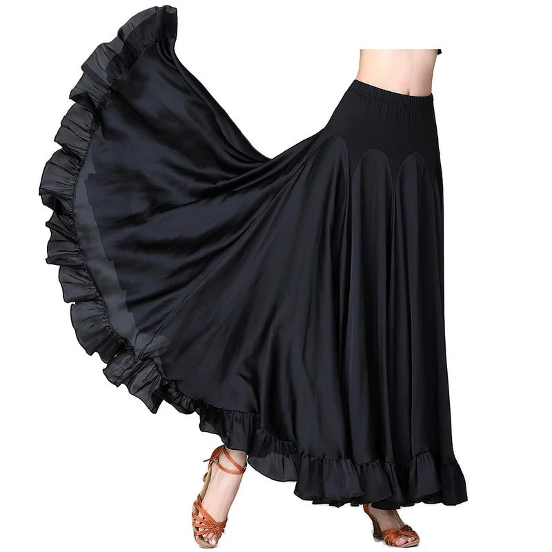Big Swing Ruffle Ballroom Dance Skirt button skirt front
