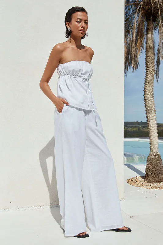 BRONWYN PANT - WHITE Relaxed Lounge Trousers