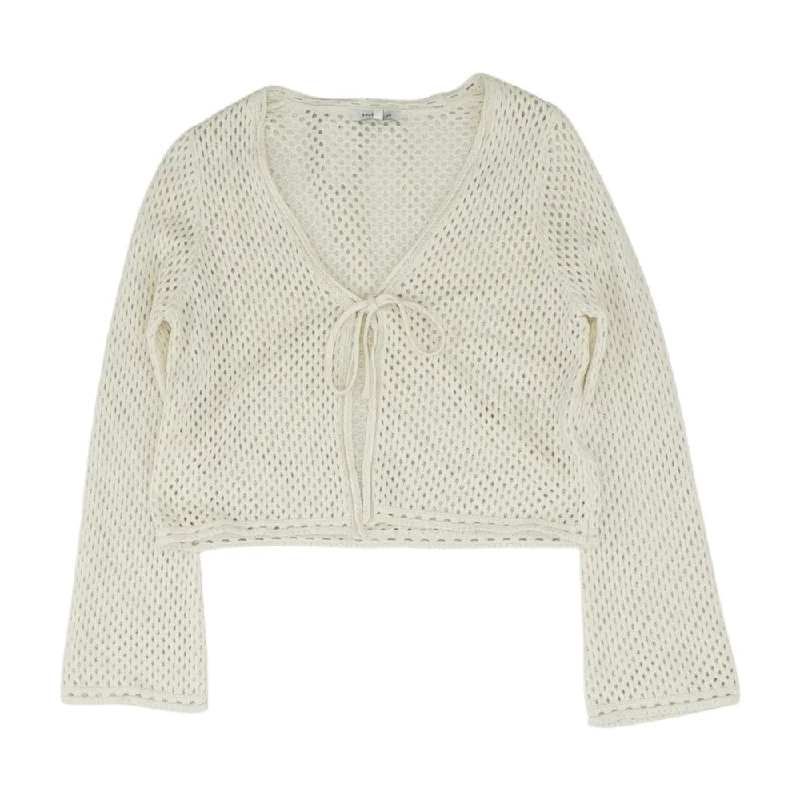 White Solid Cardigan Sweater Transparent Opaque Sheer