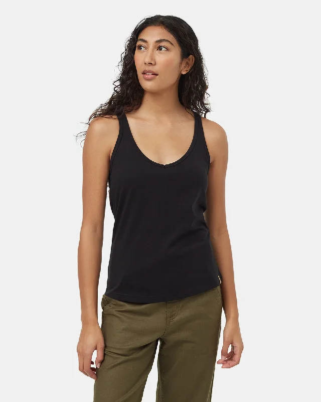 TreeBlend Deep V-Neck Tank mesh tank top