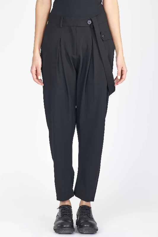 Light Wool Drop Crotch Pants Comfortable Wide-Leg Pants