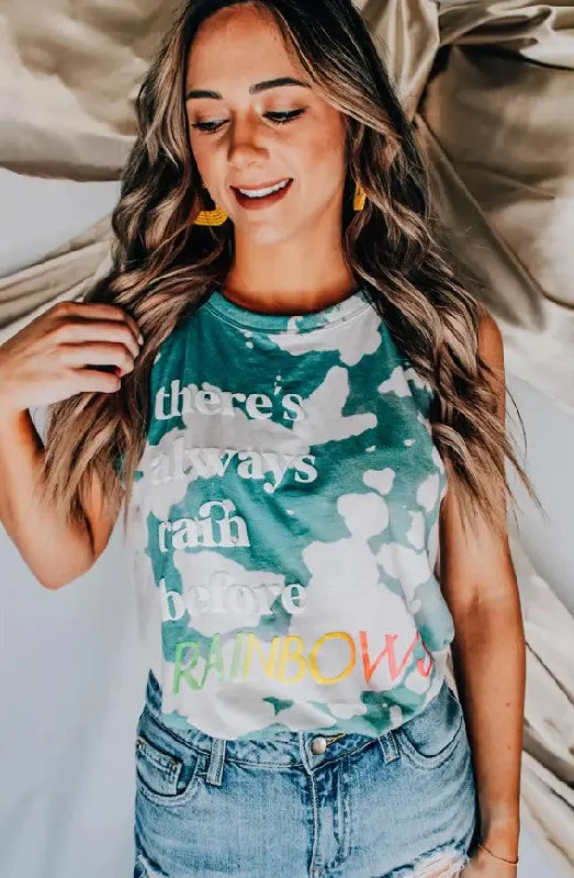 Rain Before Rainbows Tie Dye Graphic Tank bronze tank top