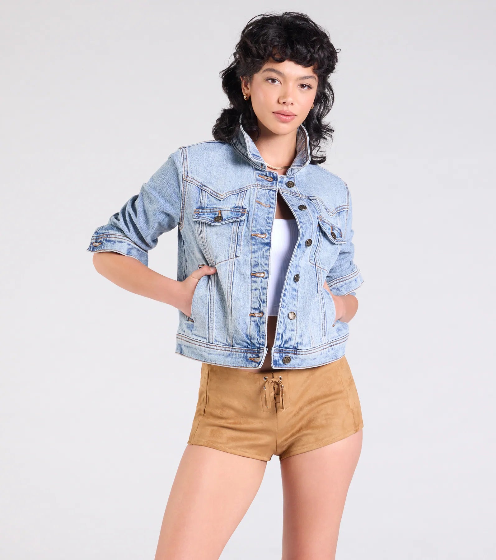 Country Flair Western Denim Jacket Zip Front Button Front Snap Front