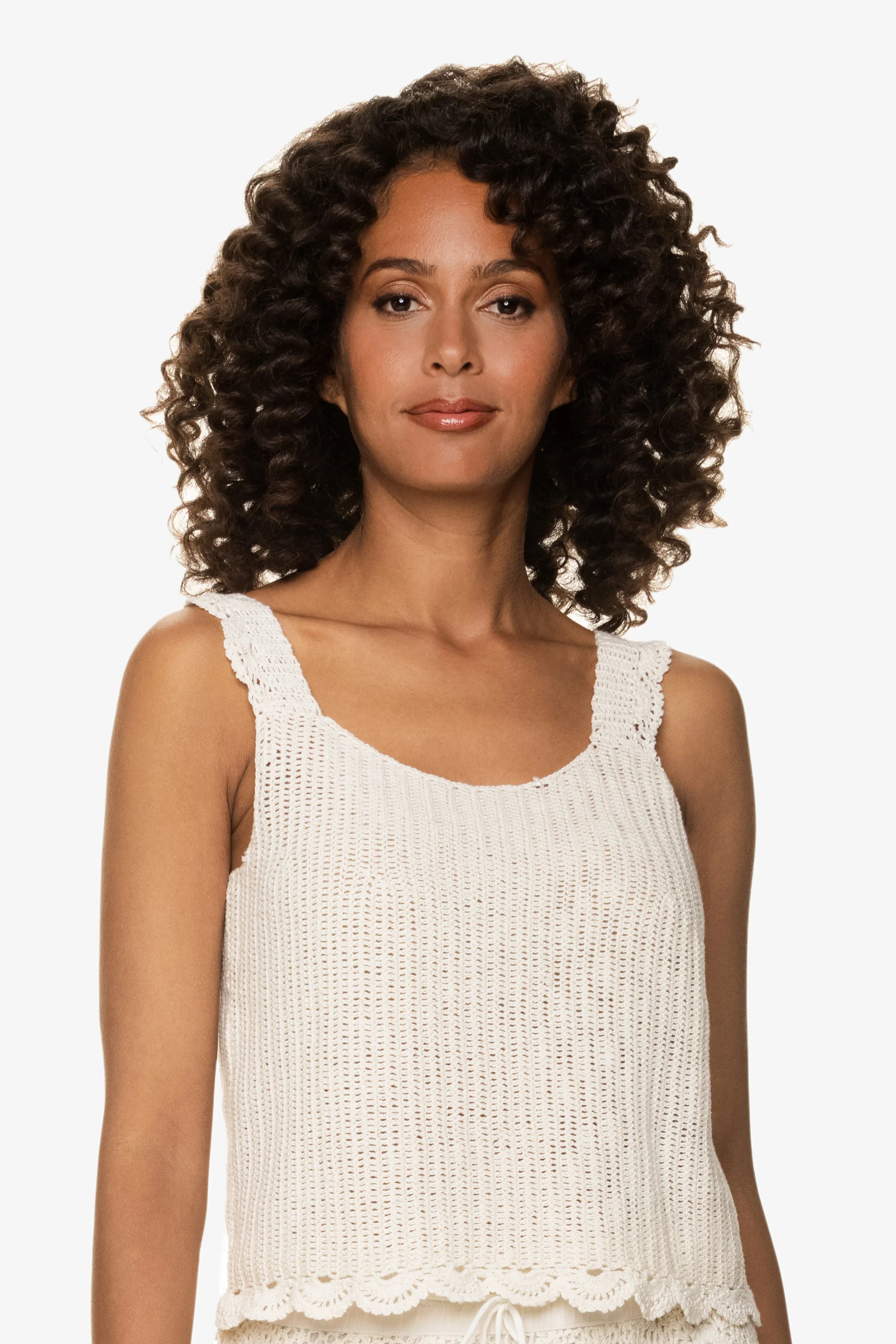 Scallop Crochet Tank  |  Ivory casual tank top