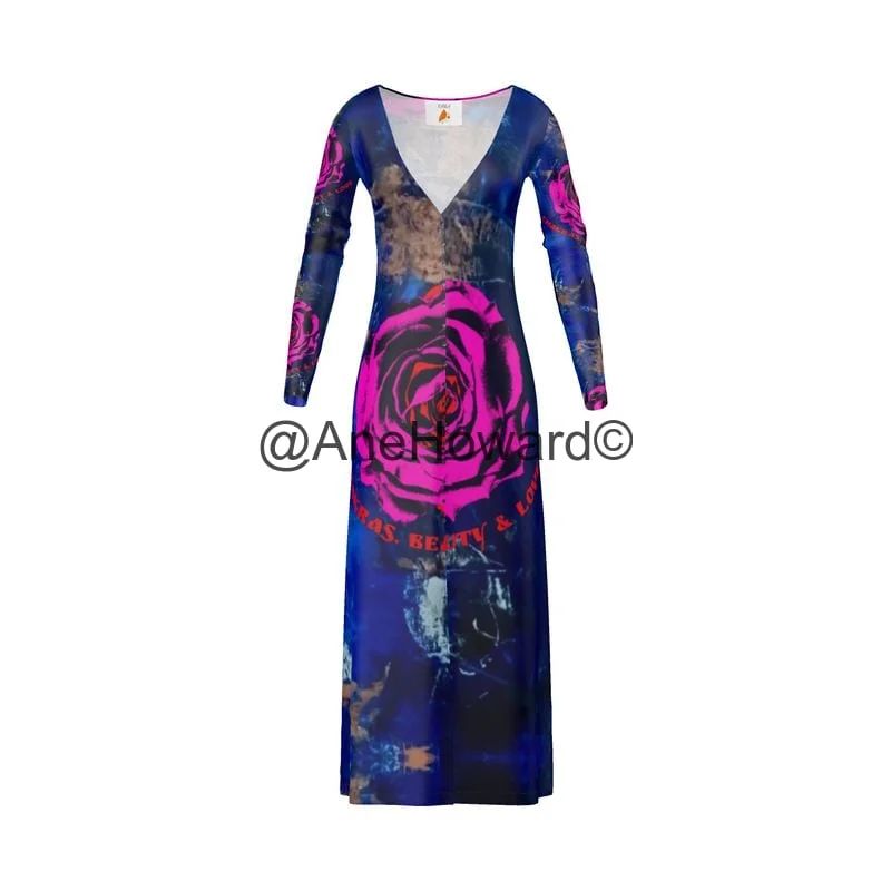 Long Cardigan Dress Chakras beauty and Love Notch Collar Peter Pan Collar Cowl Neck