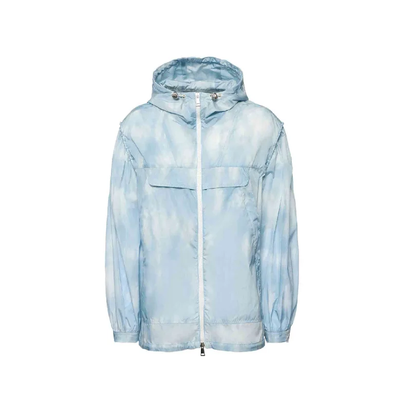 Moncler Womens Corseulles Jacket in Sky Blue Faux Fur Jacket Real Fur Jacket Shearling Jacket