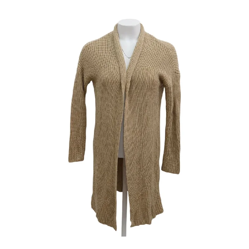 Tan Solid Cardigan Sweater Solid Color Striped Floral Print