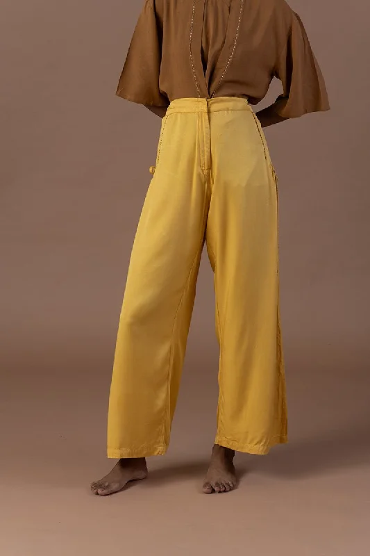 Onir Viscose Fabric Pleated Pants Relaxed Lounge Trousers