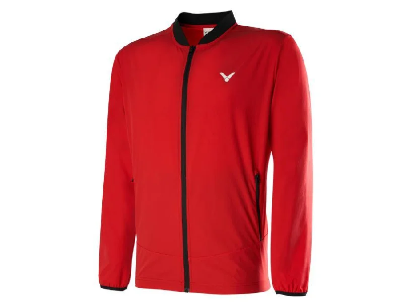 Victor J-00607D Unisex Track Jacket [Red] Stand-Up Collar Roll-Neck Collar Turtle Neck