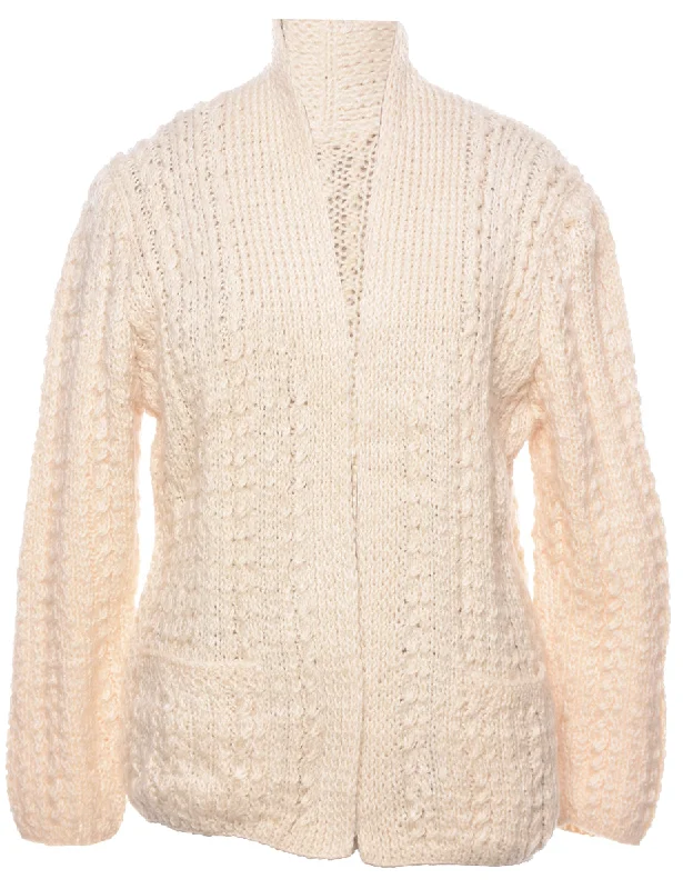 Cable Knit Cardigan - L Fleece Cardigan Nylon Polyester