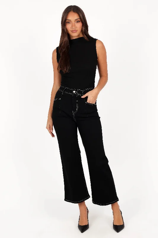 Parson Wide Leg Pant - Black Comfortable Denim Leggings