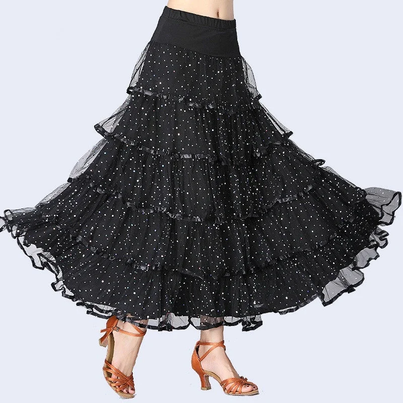 Layered Long Ballroom Skirt lace skirt romantic