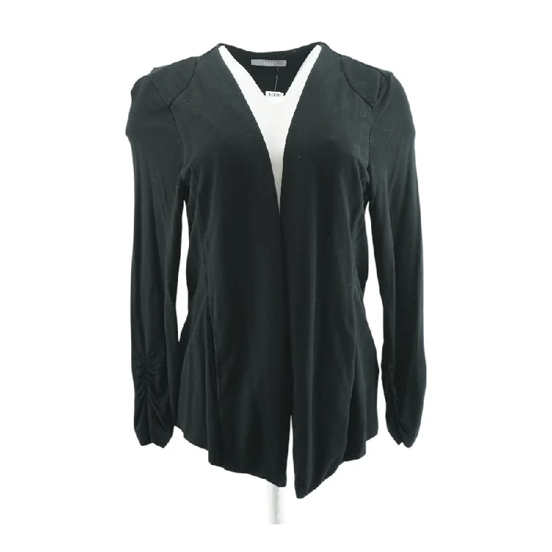 Black Solid Cardigan Sweater Wool Fabric Cashmere Fabric Tweed Fabric
