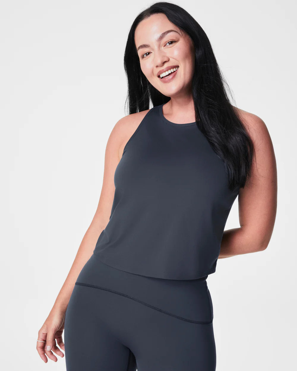 Butter Keyhole Tank Dark Storm - SPANX fitness tank top