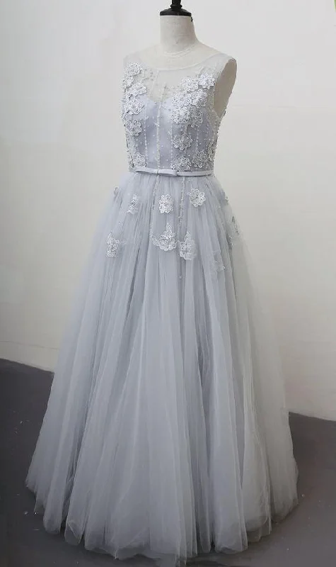 Lovely Flowers Lace Prom Dress Wedding Party Dress    cg20005 Boat Neckline Classic