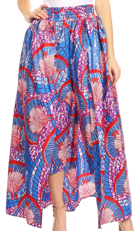 Sakkas Tasha Women's African Ankara Wax Capri Harem Pants w/Pockets & Overlay Casual Sweatpants Style