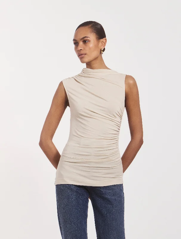 Lui Tank in Enoki Mushroom teal tank top