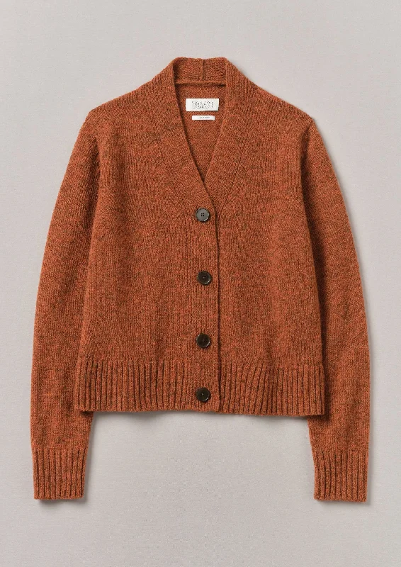 Kaia V-Neck Wool Cardigan | Ember Cashmere Blend Cotton Blend Poly Blend
