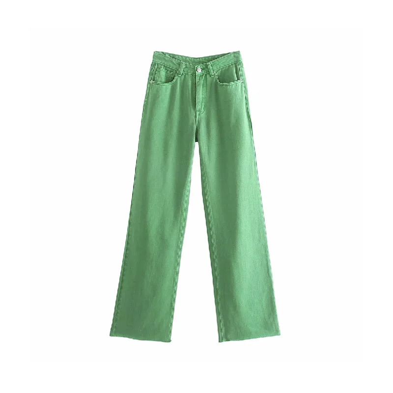 Green Denim Pants Fashionable Work Pants