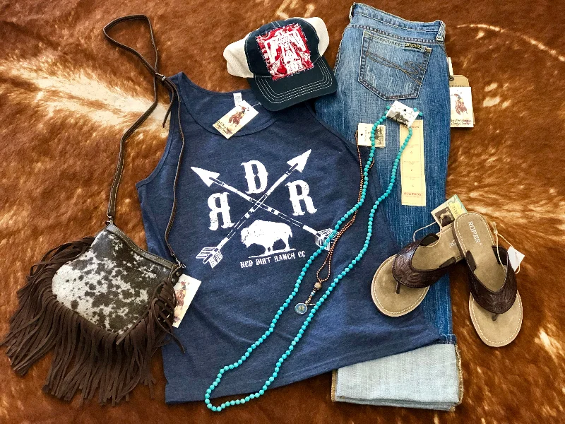 RDR Unisex Fit Arrow/Buffalo Tank rhinestone tank top