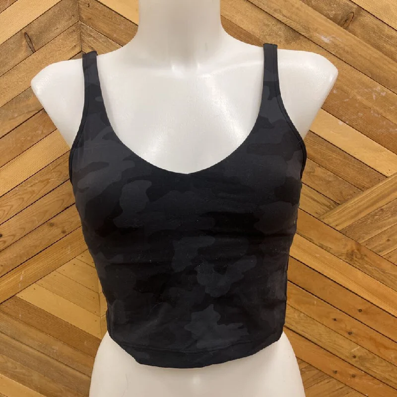Lululemon - Women's Cropped Tank Top: Black/Camo-women-MD cropped tank top