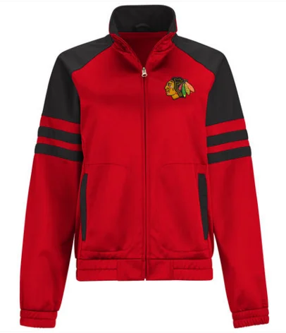 Women's Chicago Blackhawks Baseline Track Jacket Oversized Jacket Tailored Jacket Straight Jacket
