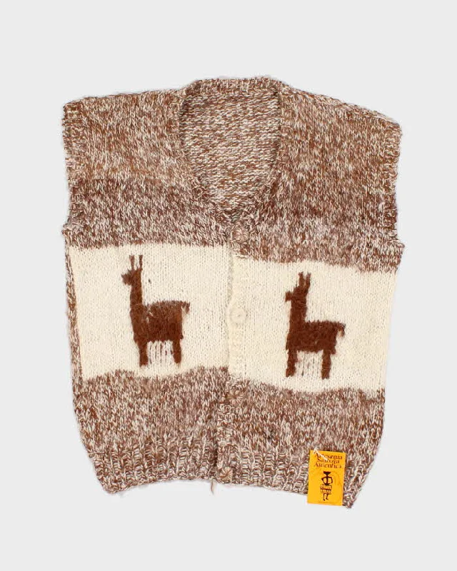 Vintage Handmade Argentinian Cardigan Vest Spandex Rayon Corduroy
