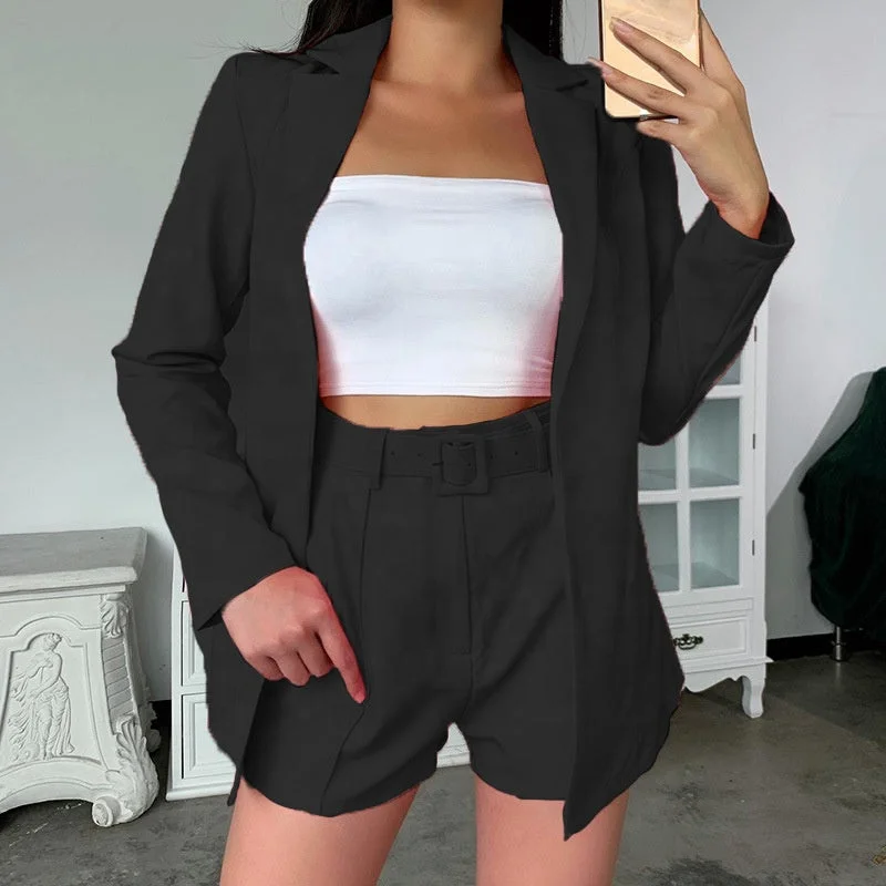 Customized Logo Stylish plus size 3XL shorts office suit formal long sleeve female blazer business womens pant suit Casual Sweatpants Style