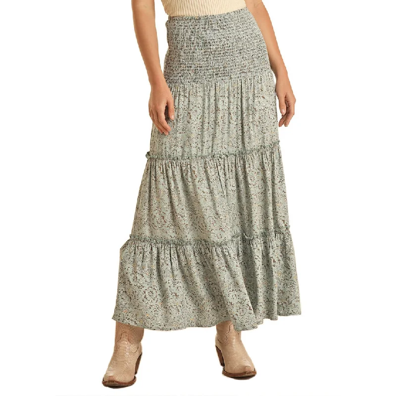 Rock & Roll Cowgirl Women's Floral Print Maxi Skirt velvet skirt sumptuous