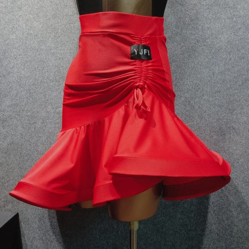 Asymmetric Short Latin Skirt with Drawstring wool skirt thick