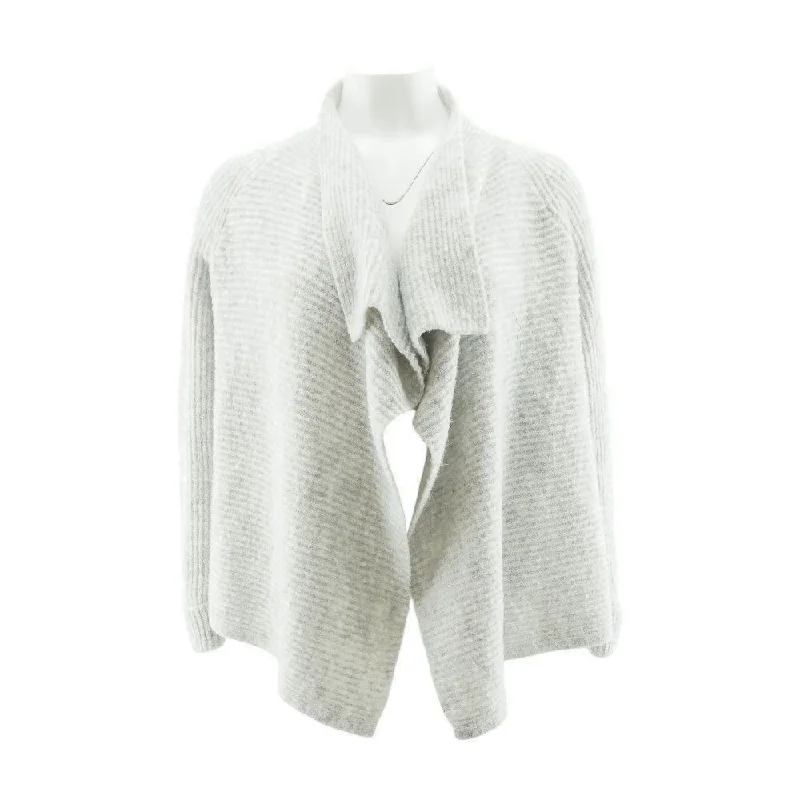 Gray Solid Cardigan Sweater Sequined Glittery Shiny