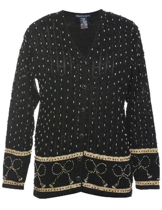 Black Cardigan - M Thin Thick Dense