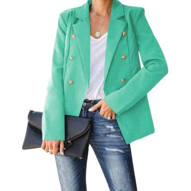 YIHA Women's Stylish Fashion Luxury Multi-Function Professional Office Double Breasted Blazer Jacket Fleece Jacket Down Jacket Feather Jacket