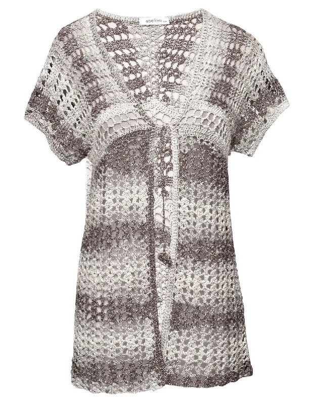 Crochet Front Tie Cardigan - S Elegant Classic Vintage