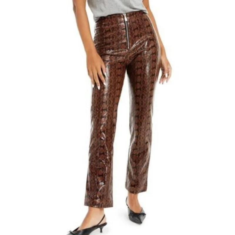 DANIELLE BERNSTEIN - Faux Snakeskin Pants Trendy Palazzo Pants