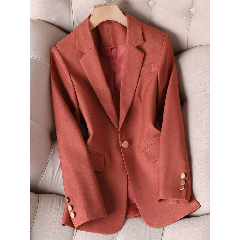 CAROLINE SUITS Women's Elegant Stylish Fashion Office Professional Solid Color Bronze Red Blazer Jacket Appliqued Jacket Beaded Jacket Sequined Jacket