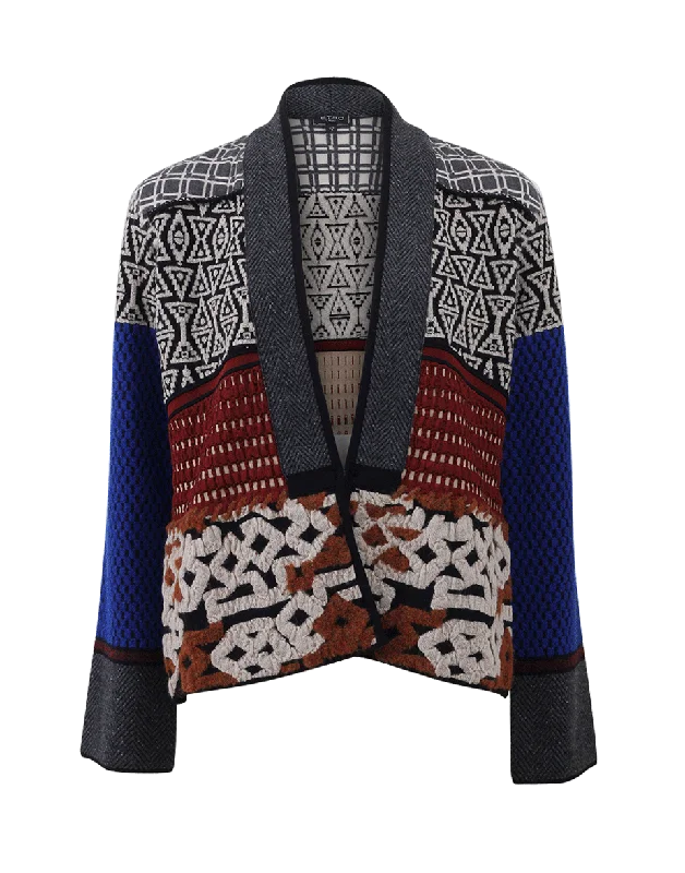 Tribal Print Knit Jacket Fleece Jacket Down Jacket Parka