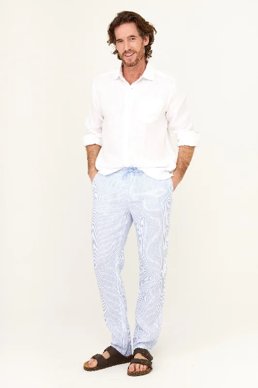 Casual Linen Pant - Blue Stripe Stylish Harem Pants