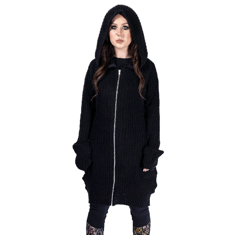 ESTHER CARDIGAN - BLACK Mesh Fabric Canvas Fabric Denim Fabric