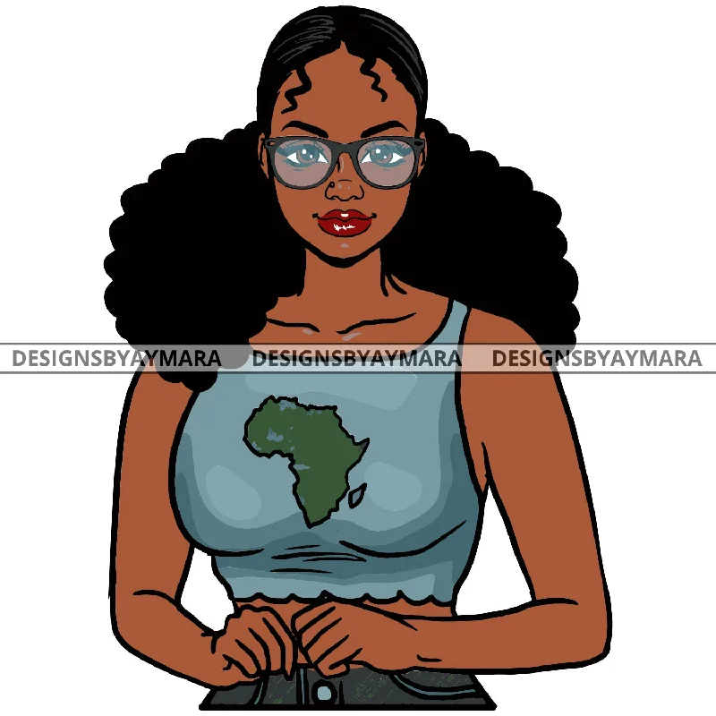 Black Woman Eyeglasses Jeans Tank Top Africa SVG JPG PNG Vector Clipart Cricut Silhouette Cut Cutting pastel tank top