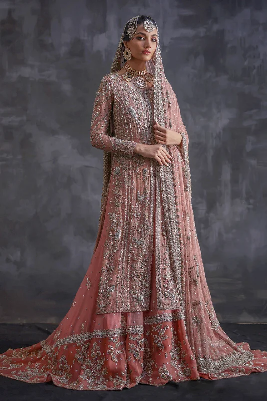 Pakistani Bridal Dress in Pink Gharara and Jacket Style Cardigan Sweater Pullover