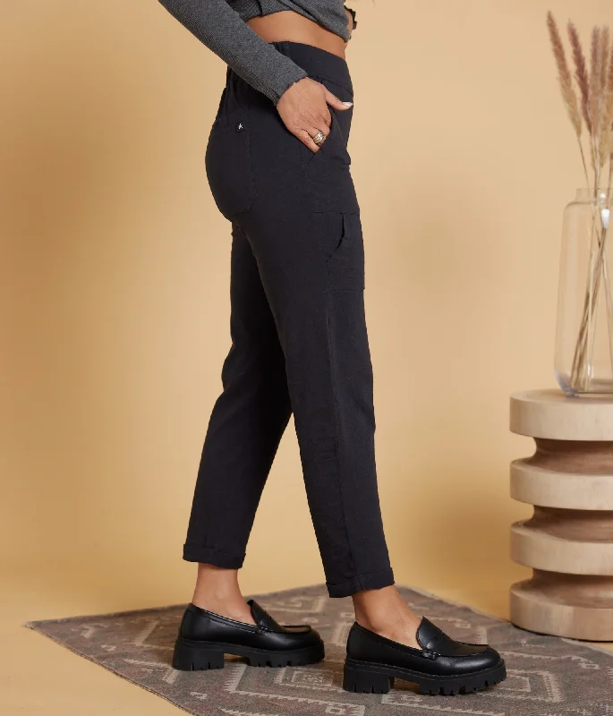 Nolan Pant - Washed Black Formal Linen Trousers