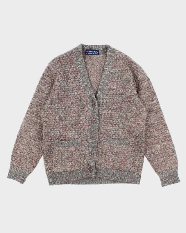 Women's Grey Button Up Cardigan - L Mesh Cardigan Canvas Denim
