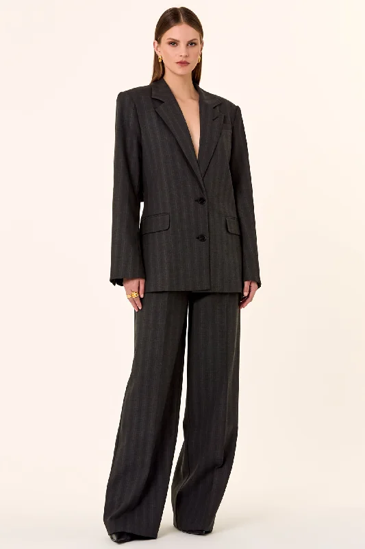 Bindi Pant - Stripe Gray Trendy Work Pants