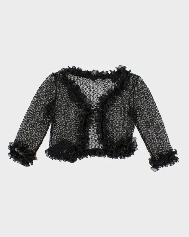 Vintage 90s Knit Ruffle Cardigan - S Button Cardigan Zip Cardigan Pullover Cardigan