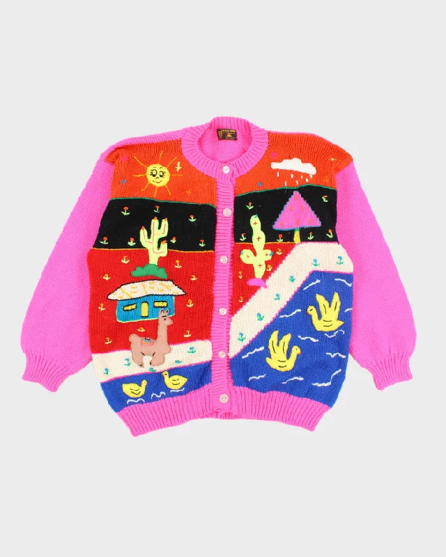Vintage Alpaca Wassi Wool Cardigan - M Crew Neck V-Neck Turtle Neck