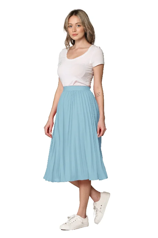 Women's Pleated Swing A-Line Midi Skirt leather skirt sleek