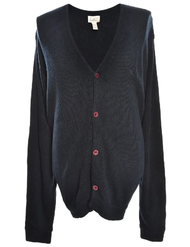 Button Through  Cardigan - L Toggled Drawstring Belted