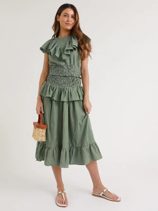 Carla Skirt In Olive denim skirt classic